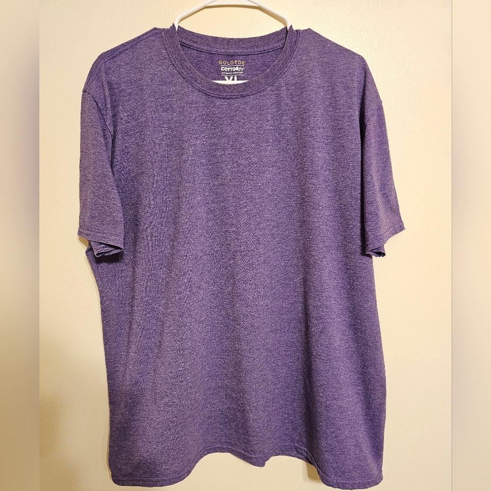 Gold Toe Cotton fx Casual Purple Short Sleeve Shirt, XL